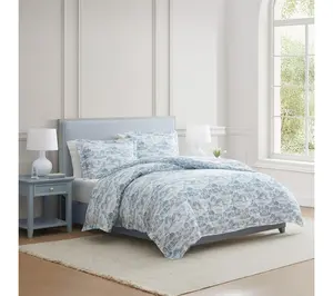 Martha Stewart Farmhouse Toile Blue Cotton Tw in Comforter Se