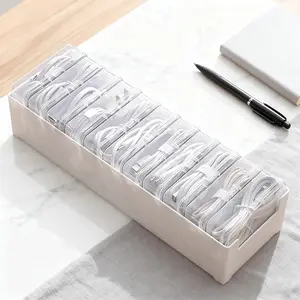 11 Box  Organizer Storage Box, Desktop  Management with , Power Cord Organizer for Office,,Desk Accessories Storage Stationery Supplies and Accessories(Clear) (11 Box)