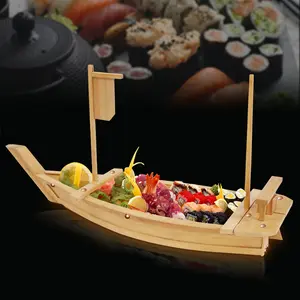 Large Sushi Boat Serving Tray, Elegant Sashimi Platter for Restaurants and Catering, Perfect for Sushi Presentation and Entertaining Wooden Kitchenware