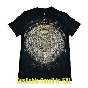 Aztec Calendar  Silver Color, Men's T-Shirt, Short Sleeve, Top Style - Streetwear Menswear Cultural,Casual