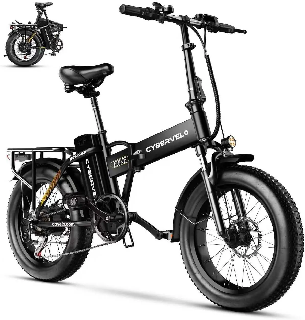 JDKHHCybervelo 750W Folding Electric Bike, 48V 20.8AH/50AH Large Removable Battery E-Bike, 80 Miles Max Range, 20" Fat Tire Electric Bike for Adults, Adult Electric Bicycles for Commute