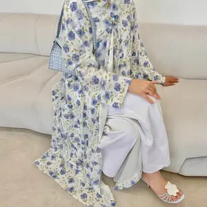 Eid Women Abaya Muslim Cardigan Dress Scarf Ramadan Jalabiya Print Caftan Dubai Long Robe Morocco Kaftan Vestidos Largos 2025