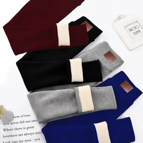 Women's Belted Solid Color Plush Leggings - 4-Color Match Set, Warm Comfortable Casual Sports Bottoms, Winter Everyday Wear, Back to School Essentials (Black, Blue, Grey, Red)