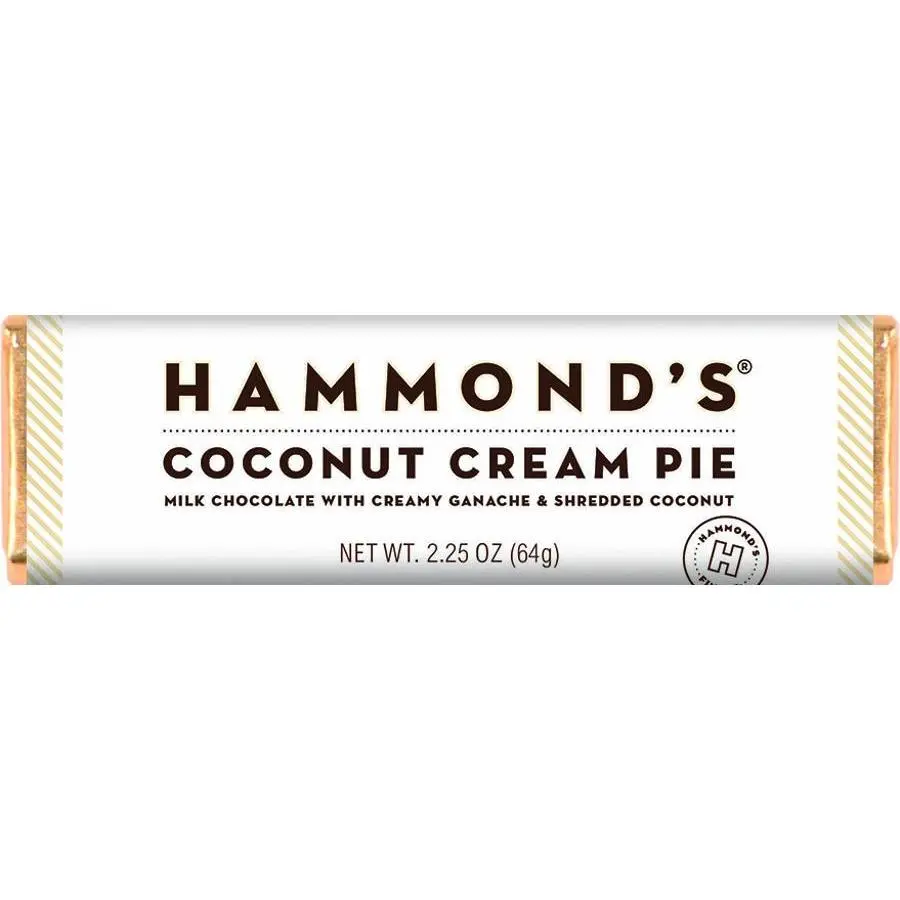 Hammond's Coconut Cream Pie Milk Chocolate Bar 2.25 oz 12 ct