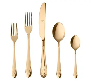 Mepra 5-Piece Diamante Flatware Set- Gold Mepra 5-Piece Diamante Flatware Set- Gold