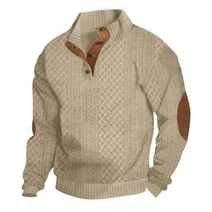 2026 Autumn and Winter Men's Stand Collar Long Sleeve Casual Outdoor Sweatshirt Jacquard Knitwear