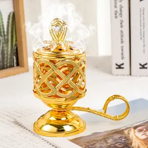 Iron Art Handle Incense Burner, Indoor Party Wedding Decoration, Includes 60 Mixed Incense Cones, Home Decor Accessory, Bakhoor Burner