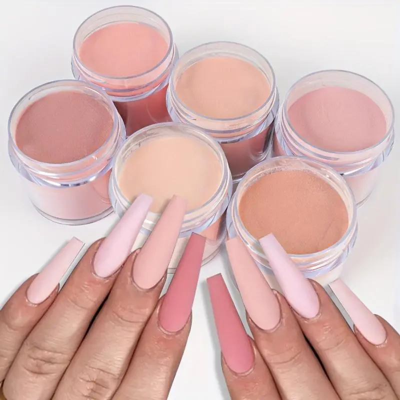 Acrylic Powder Nail Decoration, 6 Counts/set Professional Design DIY Nail Extension Powder, Glitter Acrylic Powder, Nail Art & Polish for Women & Girls, Nail Kit Acrylic Set, Acrylic Overlays, Fake Nails, Nail Art Kits, Nail Art Supplies
