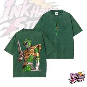 The iconic "Green Ranger" from Power Rangers -- Short Sleeve Cotton Unisex Retro Wash Tee