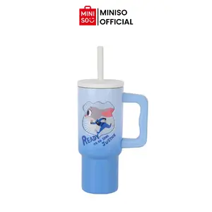[New Year's gift] MINISO Disney Zootopia Series Steel Cup with Handle and Straw (720mL), Large Capacity, Convenient to Carry
