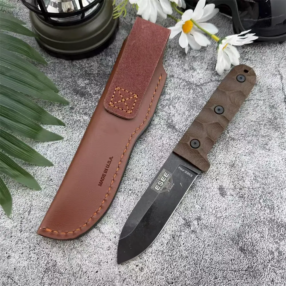 High-quality Fixed-blade Knife with Sheath for Daily Hiking Travel Outdoor Survival EDC D2 Steel Blade Linen Handle Outdoor Camping Fishing Knife Outdoor Survival Gear Fixed Blade Knives