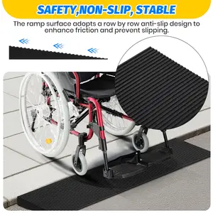 Garvee 1.2" Rise Adjustable Rubber Wheelchair Ramp for Doorways and Driveways, 35.4" Threshold Ramp, Cuttable Design, Supports Up to 33,069 LBS, Non-Slip Surface for Walkers and Wheelchair Access