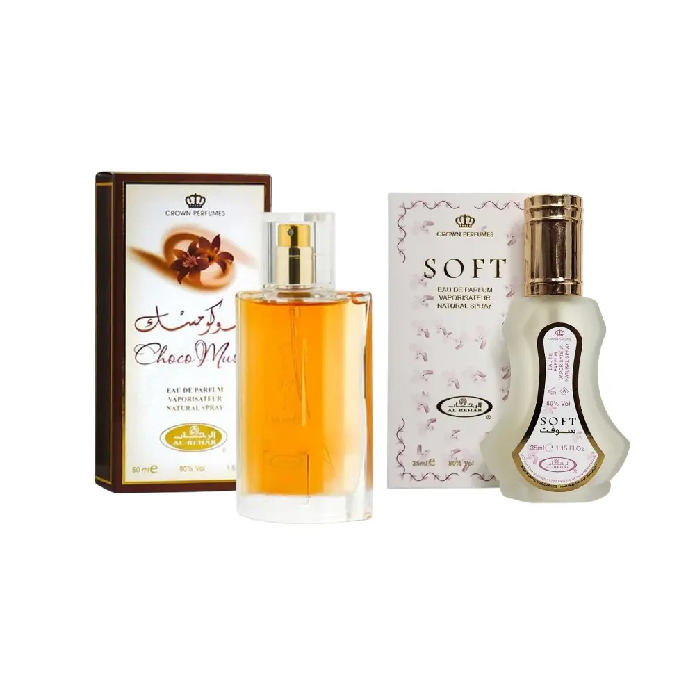 Bundle of Al rehab choco musk 50 ml and soft perfume 35 ml (2 Pack) Bundle of Al rehab choco musk 50 ml and soft perfume 35 ml (2 Pack)