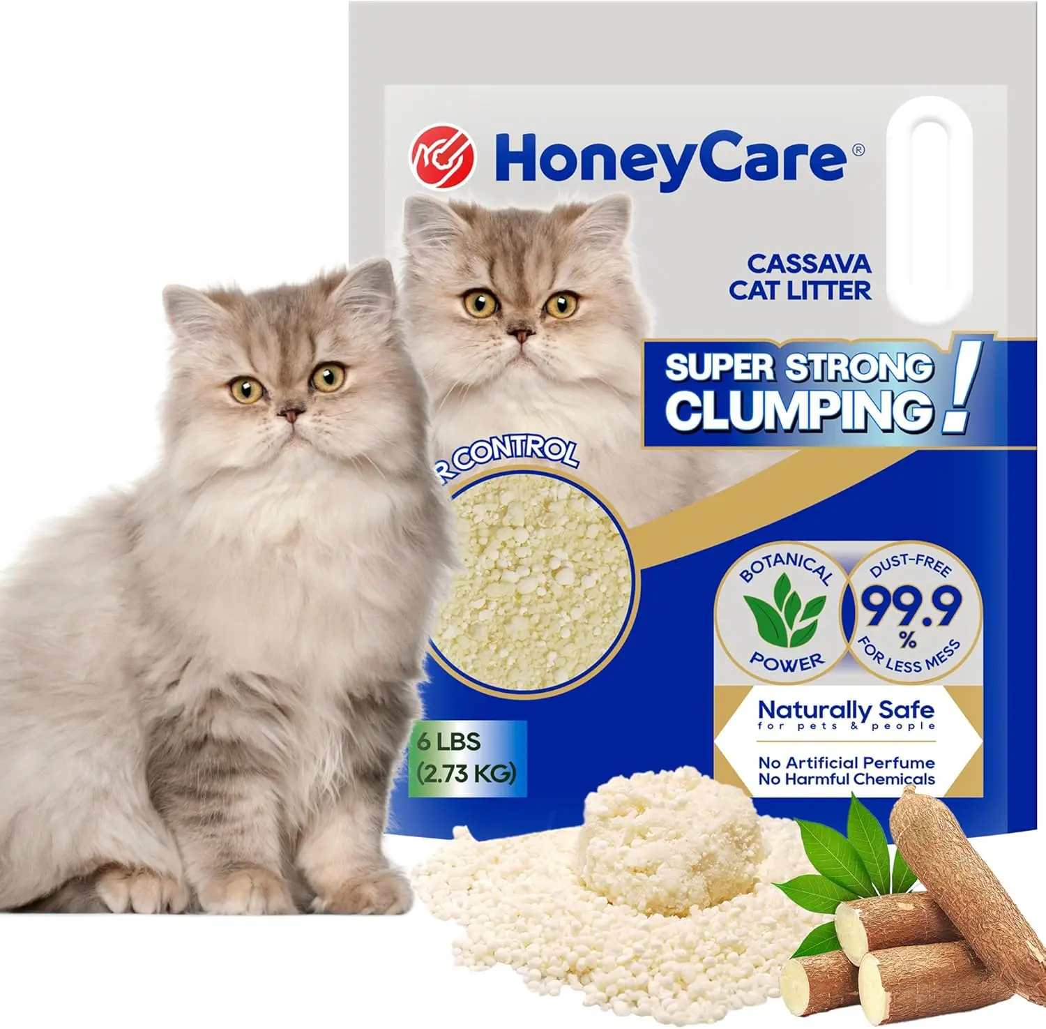 HoneyCare Cassava Cat Litter | Natural Cassava Formula | Fast Clumping & Odor Control | Low Dust & Eco-Friendly | 6 lbs, SummerVibes petlovers