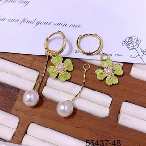 LisiZen Creative 2-in-1 Four-Leaf Clover Beaded Earrings for Women, Tassel Ear Lines, Green, Simple, Stylish, Versatile DZEH5651