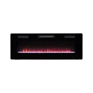 R.W.FLAME Wall-Mount/Recessed Electric Fireplace with 12 Flame Colors & 12 LED Bed Options 750W/1500W Heat Modes Adjustable Speed Brightness Timer Sleep Mode Overheat Protection
