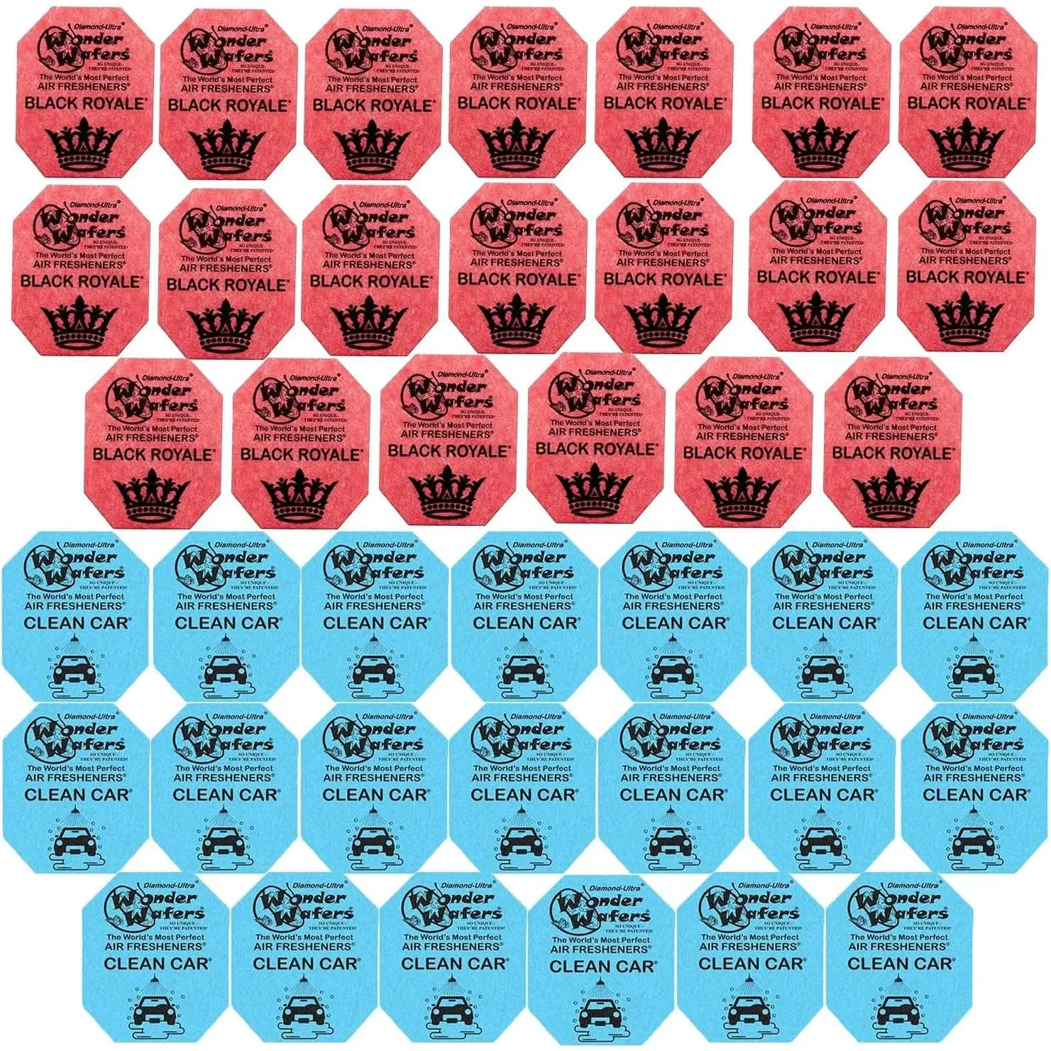 40-Pack Wonder Wafer Car Air Freshener - Individually Wrapped, 20 Black Royale, 20 Clean Car, 2 Scents, High-Quality Materials, Easy to Install, Long-Lasting Performance, Ideal for Daily Driving, Enhances Driving Experience, Auto Accessories, Car Accessor