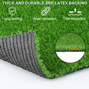 3FTX32FT outdoor artificial turf carpet, thick and realistic fake grass roll decorative terrace balcony garden lawn, dog pet lawn drainage mat, stack height 0.78 inches