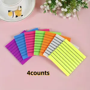 Vibrant Super Sticky Power Notebooks, Set of 4 with 45 Sheets Each, Bright Design 7.5x7.5cm, Back-To-School Stationery Supplies