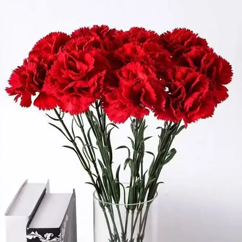 Vibrant Artificial Carnation Bouquet, Indoor/outdoor Decoration, Fade-Resistant Plastic Flowers, Perfect for Weddings, Valentine's Day, Mother's Day, Christmas