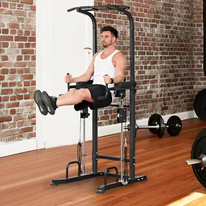 Power Tower for Home Gym!  Pull-Up Bar, Dip Station & Push-Up Stand – Adjustable Height, Heavy Duty 300LB – #HomeWorkout Essential! Muscle Training Equipment Exercise Machine