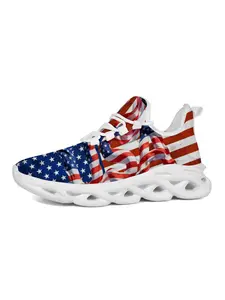 Exclusive Recommendation American Flag Casual Athletic Sneakers, Patriotic Print, Fashionable Design, Thick Sole, Versatile Style, Ideal for Parties & Sports
