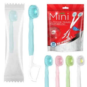 28-Pack Mini Toothbrushes with Toothpaste, Individually Wrapped | Travel & Disposable Toothbrushes for Fresh Breath | Perfect for Business Trips, Office, and On-the-Go Use (5-in-1 Social Utility), Toothbrush Set