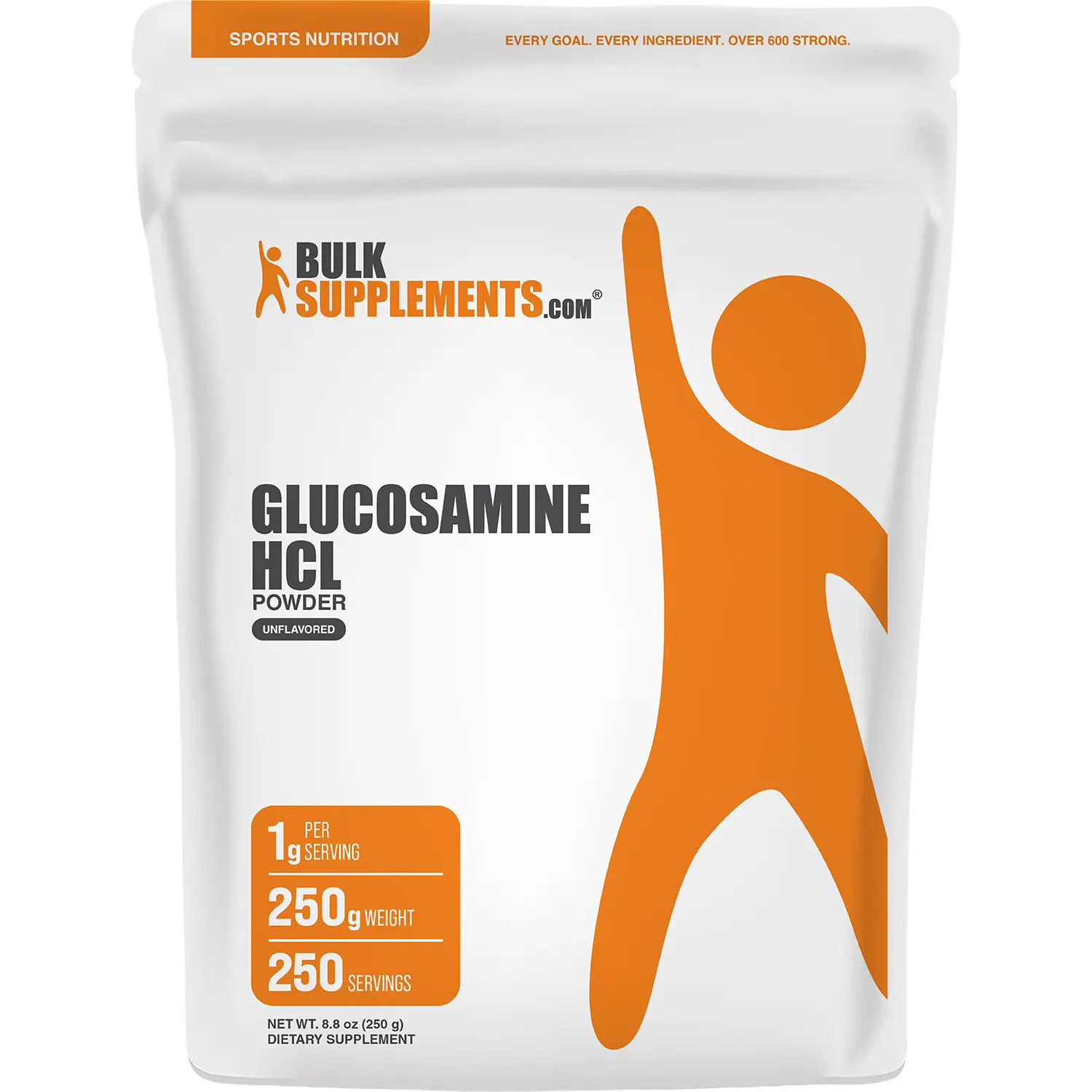 BulkSupplements - Glucosamine HCl Powder - Healthy Joints - Anti-Inflammatory - Healthy Skin - 250g - 1g per Serving