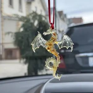 USA Handmade Baltic Amber Keychain, Gold Dragon Shape Luck Protection Car Gift - KIZIMA