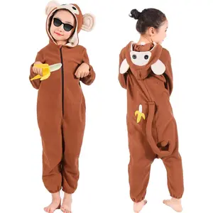 L-GCS020    Kids Monkey Onesie Costume Boys Girls Animal Monkey Halloween Costumes for Child Toddler with Banana Accessories