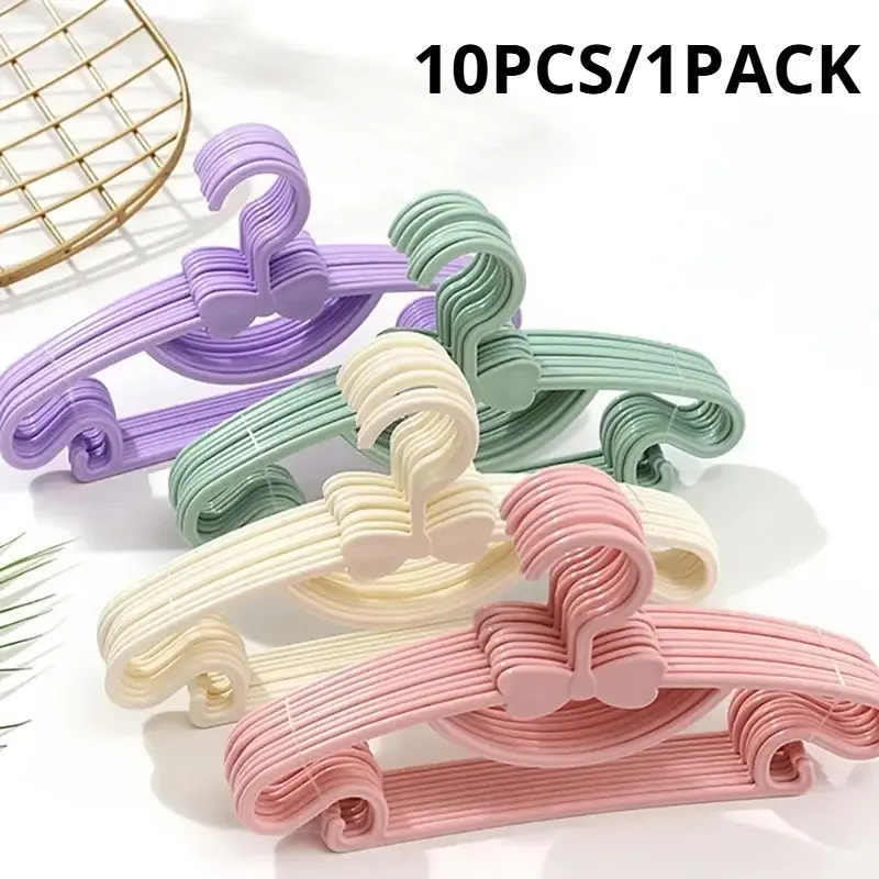 10PCS Baby Clothes Racks Portable Plastic Foldable Hanger Folding Towel Garments Display Scarfs Hangers Windproof Children Coats Hanger Clothing Organizer Home Organizer