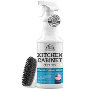 Kitchen Cabinet Cleaner for Wood and Finished Surfaces, Everyday Home Care Spray with Brush for Painted and Sealed Furniture, 8 oz