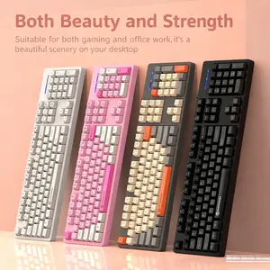 K600 Wired Mechanical Feel Keyboard, Ergonomic Design for Office & Home Use, Color Matching External Laptop Keyboard, 104 Key Layout, Tactile Feedback Keyboard