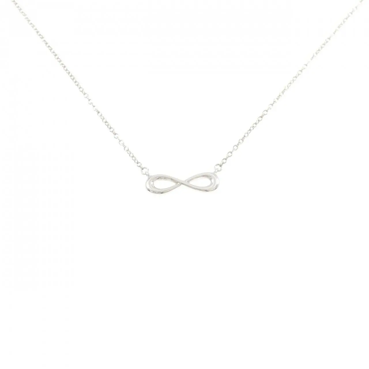 Pre-owned Tiffany & Co. Sterling Silver 925 (Ag925) Small Leather Goods Tiffany Infinity Mini 925 Silver Necklace