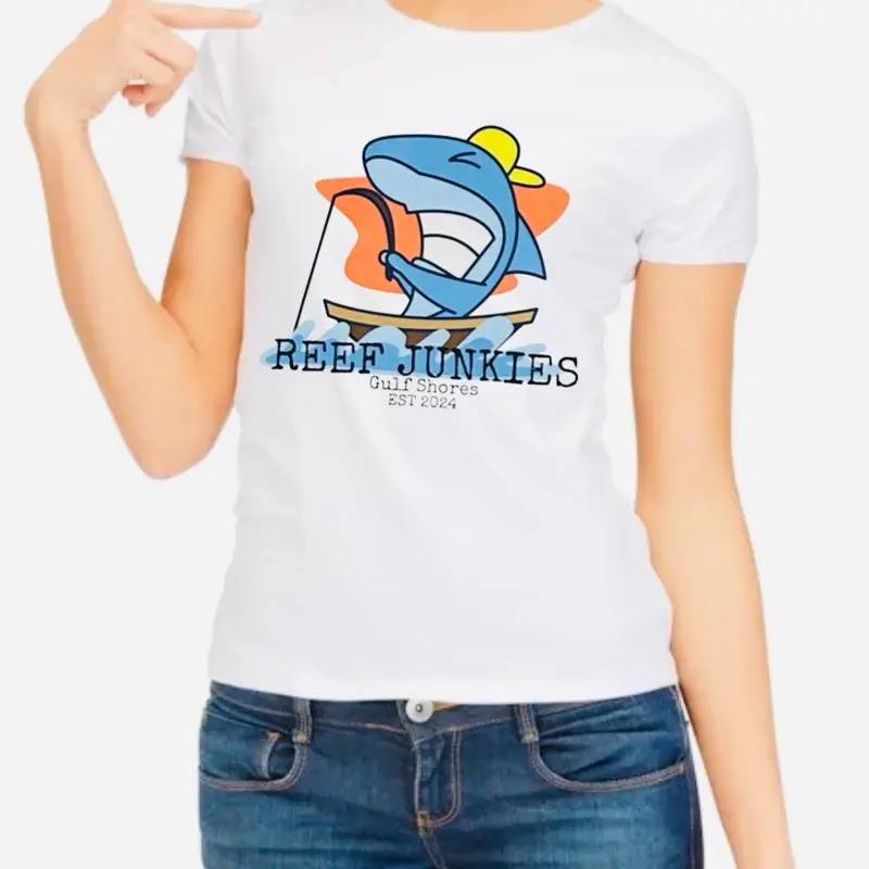 REEF JUNKIES Graphic T-Shirt - White Crew Neck with Unique Design, Regular Sleeve, Casual Style for Beach and Fashion Occasions - Top, Menswear