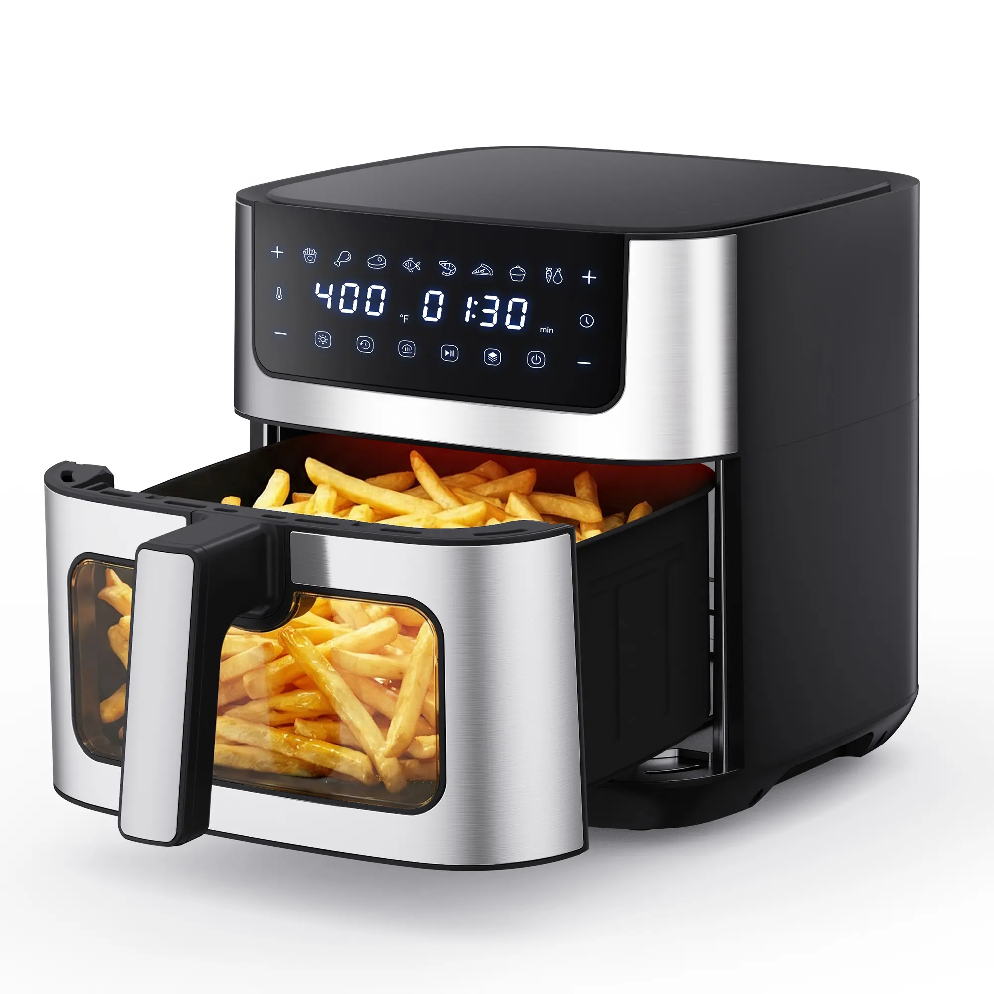 Sweetcrispy 6.34QT Stainless Steel Air Fryer - Kitchen Appliance, Kitchen Supplies with 8 Food Presets, 400°F Max Heat, Adjustable Settings, 90-Min Timer, Nonstick Dishwasher Safe Basket, Auto Shut-Off, Long-Lasting Performance (Air Fry, Roast, Bake), Mod Sweetcrispy 6.34QT Stainless Steel Air Fryer - Kitchen Appliance, Kitchen Supplies with 8 Food Presets, 400°F Max Heat, Adjustable Settings, 90-Min Timer, Nonstick Dishwasher Safe Basket, Auto Shut-Off, Long-Lasting Performance (Air Fry, Roast, Bake), Mod
