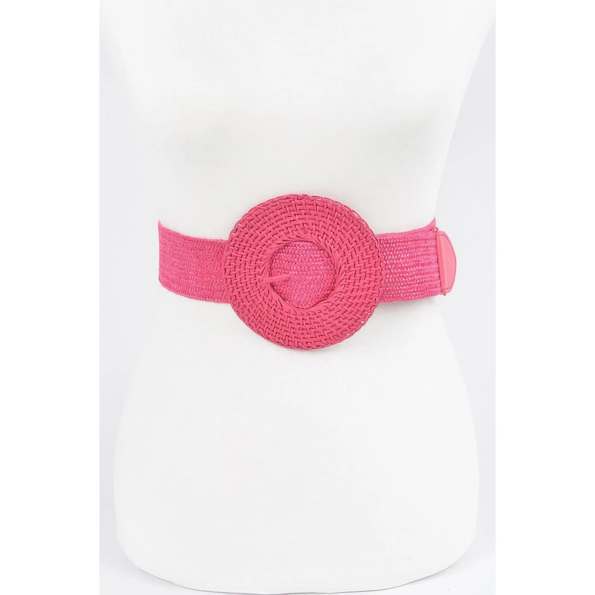 Round Handmade Bamboo Buckle Elastic Belt