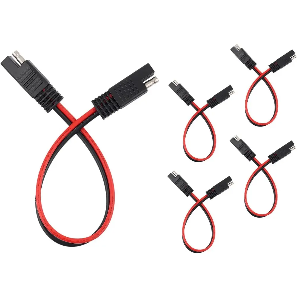 5PCS 14 Gauge SAE Battery Connectors - Quick Connect PVC High Temperature Resistant 2-Pin Plug Wire Harness (13in), Universal 12V Automotive & Motorcycle Battery Repair Accessories