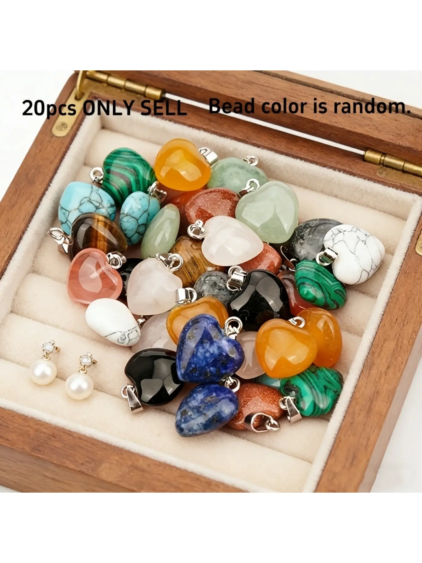20pcs Natural Crystal Heart Shaped Pendant Crystal Pendants Cute Jewelry for Handmade Lovers Romantic Gift Versatile Trendy Accessories Crystal Jewellery