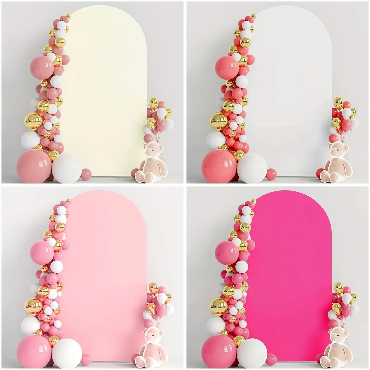 Solid Color Elastic Fabric Arch Backdrop Cover, Beige Photography Banner & Wedding Supply for Party Decor, Birthday Decor
