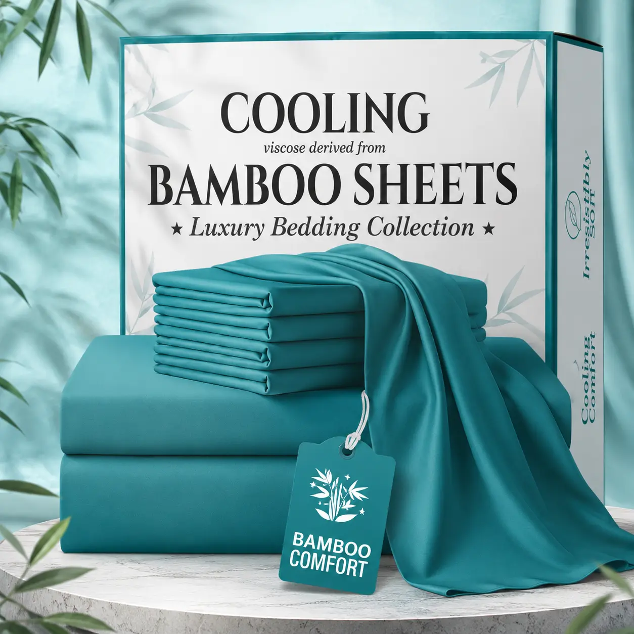 3/4/6pcs Extra Deep Pocket Sheets Bamboo Bed Sheet Set - kids & Pillowcase Set,Cooling Bamboo Bed Sheets for Hot Sleepers, Comfy Breathable Cooling Hotel Luxury Bedding for Women, Men and kids- Pockets, Ultra-Soft, Wrinkle Free