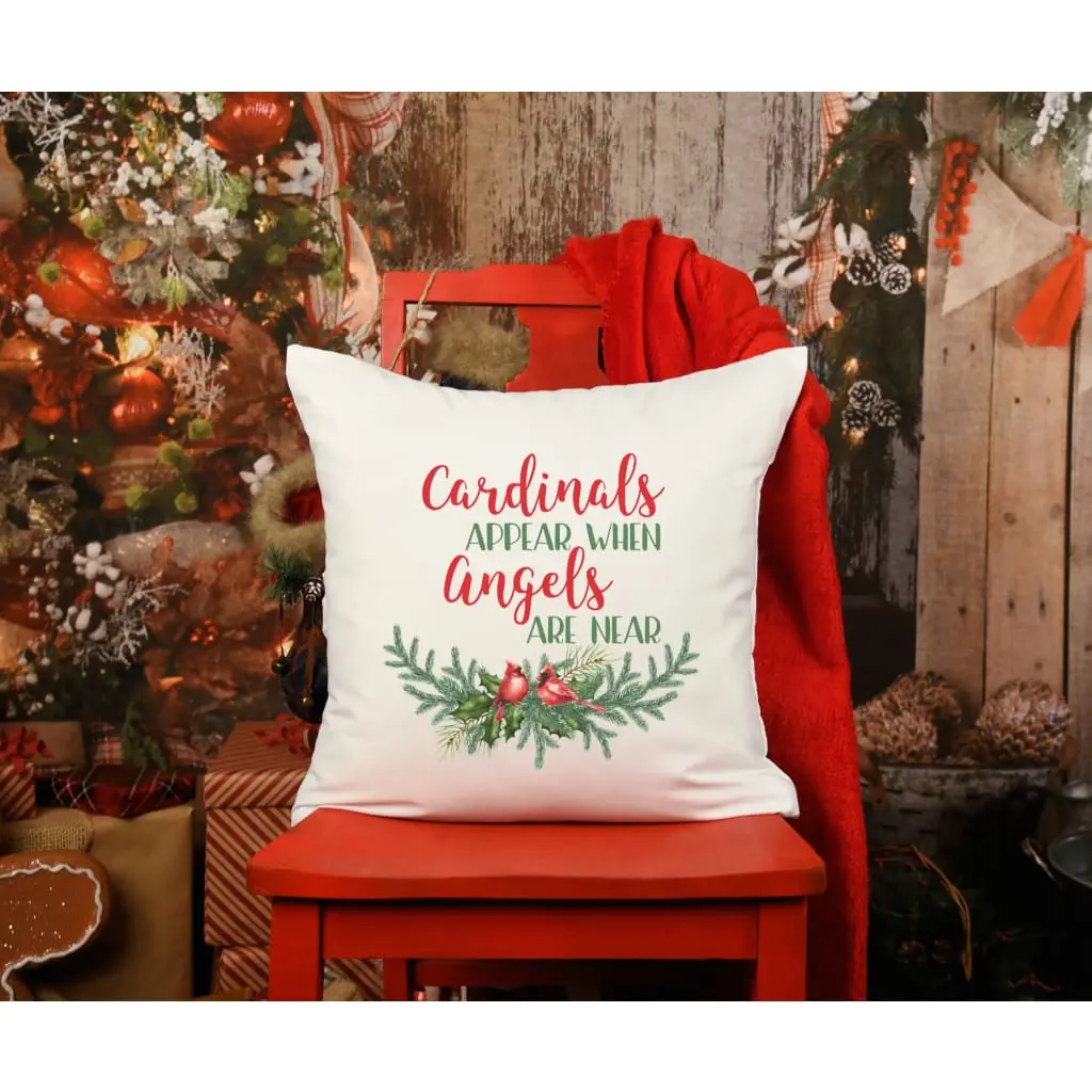 Christmas Cardinal Personalized Grief Gift Throw Pillow