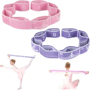 2 count  Stretch Bands Dance Stretching Straps for  Gymnastics Equipment Dance  Elastic Band for  Multi-Loop Numbered Stretch Band for Ballet Cheerleading-8 Loops