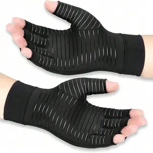 Sports Gloves, 1 Pair Copper Fingerless Gloves, Sports Support Compression Gloves for Men and Women, Gym Accessories