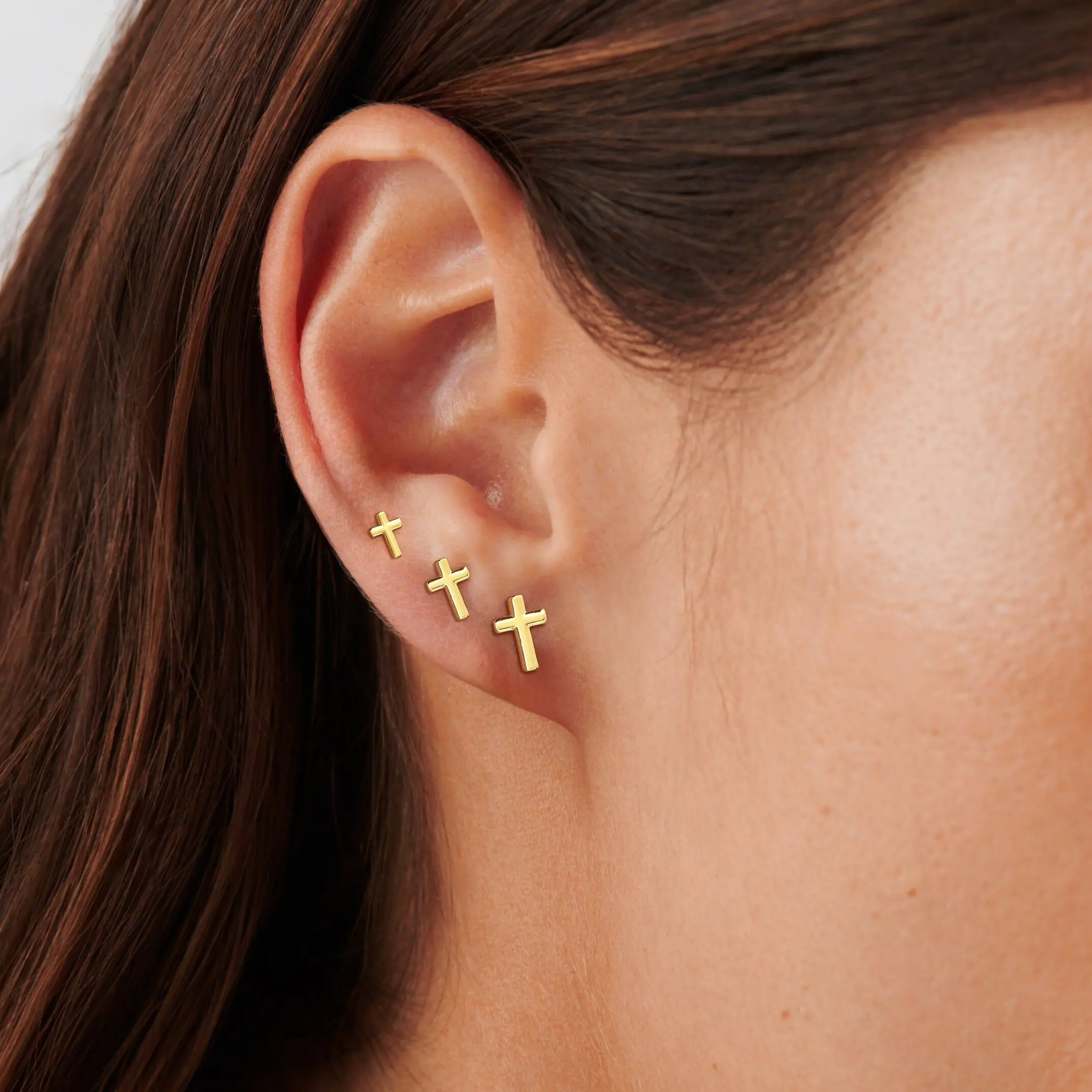 KOPERIN Minimalist Surgical Steel Cross Screw Flat-Back Unisex Stud Earrings, Hypoallergenic Daily Elegant Cartilage Tragus Piercing Sleepers, Men's Earrings Birthday Gift, Layered Piercing, Stud Earring Jewelry, Jewelry Stack