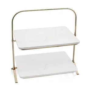 2-Tier Gold Marble Stand