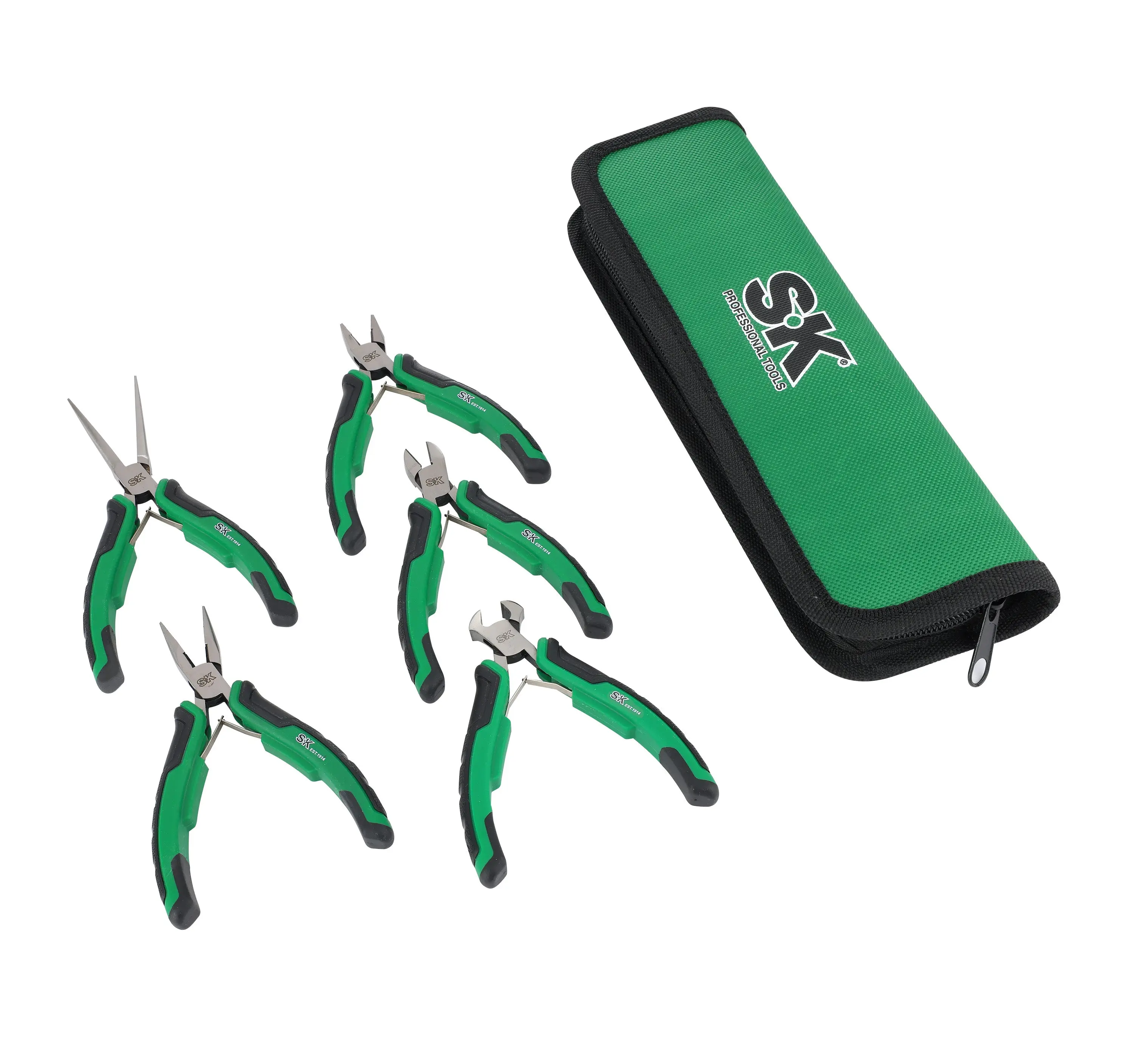 5 Piece Mini Pliers Set - Multipurpose Kit, Miniature Tools & Pincers, Compact Control, Compact Jaws Reach Tight Spaces, #SK02174