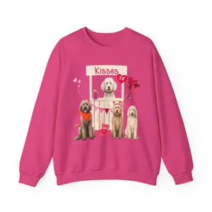 Goldendoodle Dog Kiss Booth Sweatshirt, Valentines Day Gift To Goldendoodle Mom