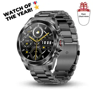 ALPHAGEAR Commander Smartwatch - Android Wearable with Full-Metal Design, 904L Stainless Steel Band, Black Dial, Date Function, 12-Day Battery Life, Free Alpha Cutter Gift