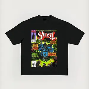 Unisex Fit Ghost Band Cotton T-shirt, Breathable And Sweat-Free, Soft And Comfortable, Summer Casual, Band Inspired Design, Concert Outfits, Gift For Boyfriend, Fans' Daily Wear Cotton Fabric